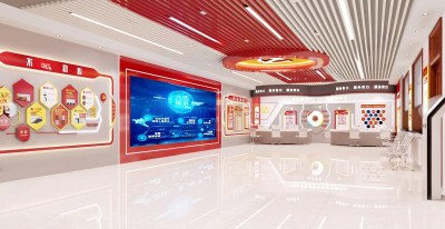 现代党建展厅3D模型下载